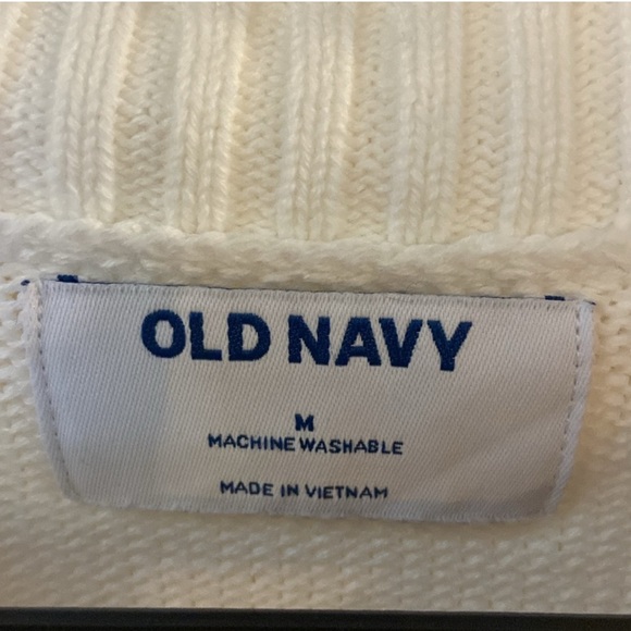 Old Navy White Crew Neck Sweater with American Flag Design - Picture 2 of 5